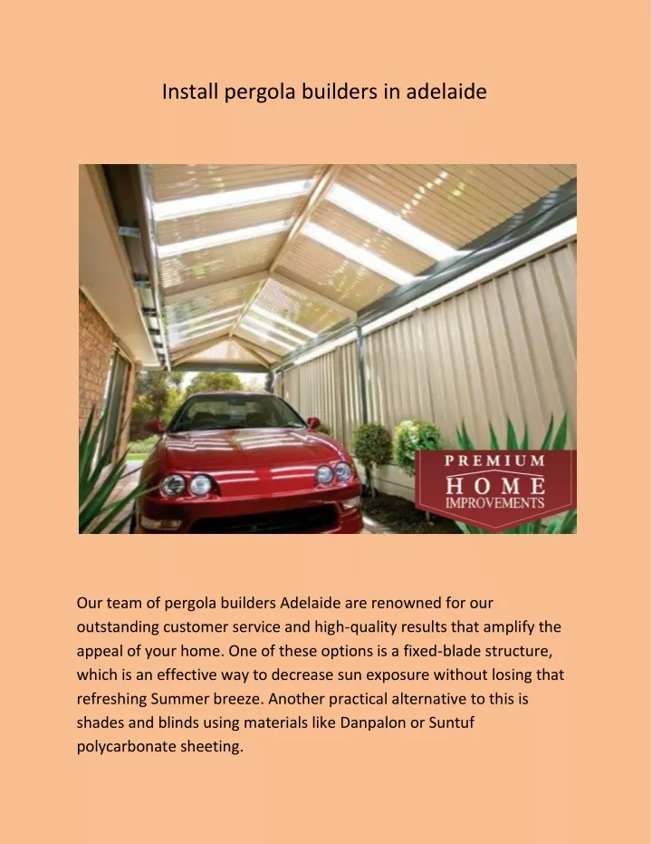 install pergola builders in adelaide