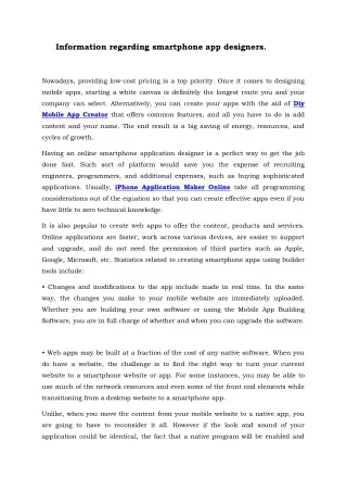information regarding smartphone app designers