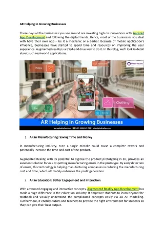 ar helping in growing businesses