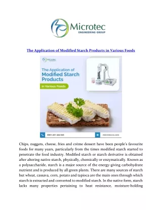 The Application of Modified Starch Products in Various Foods