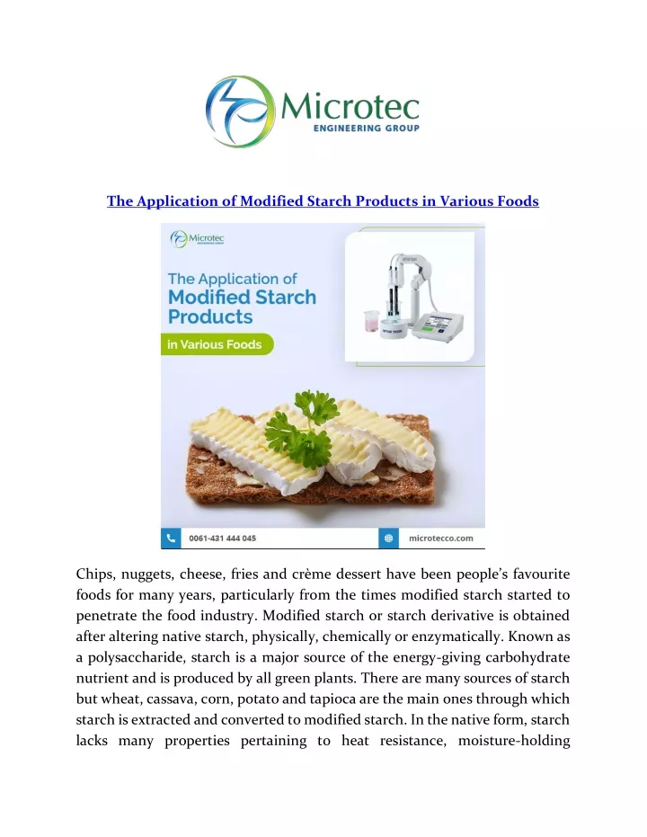 the application of modified starch products