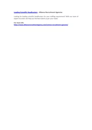 leading scientific headhunters alliance