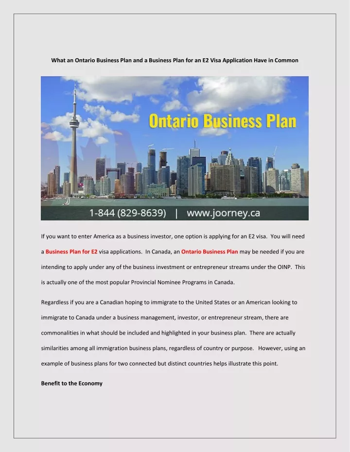 what an ontario business plan and a business plan