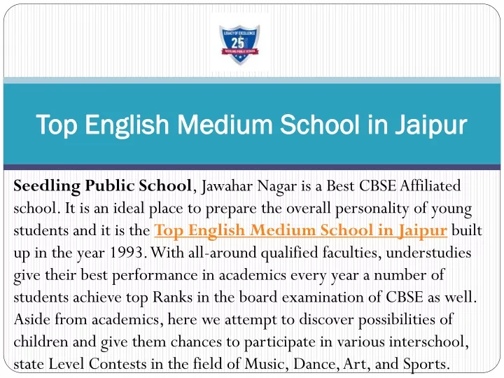top english medium school in jaipur