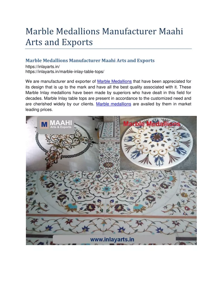 marble medallions manufacturer maahi arts