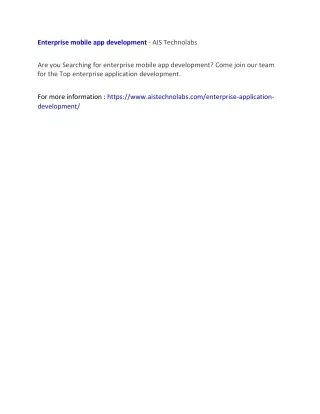 enterprise mobile app development ais technolabs