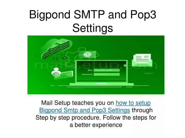 bigpond smtp and pop3 settings