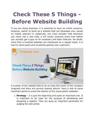Check These 5 Things - Before Website Building
