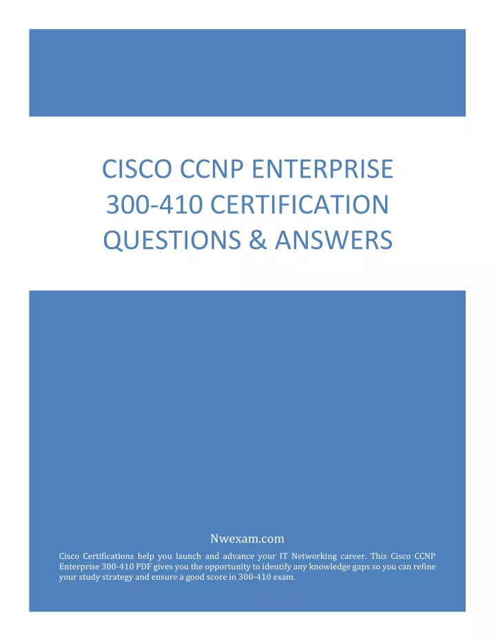cisco ccnp enterprise 300 410 certification