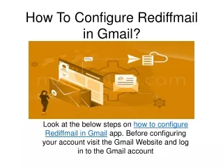 how to configure rediffmail in gmail