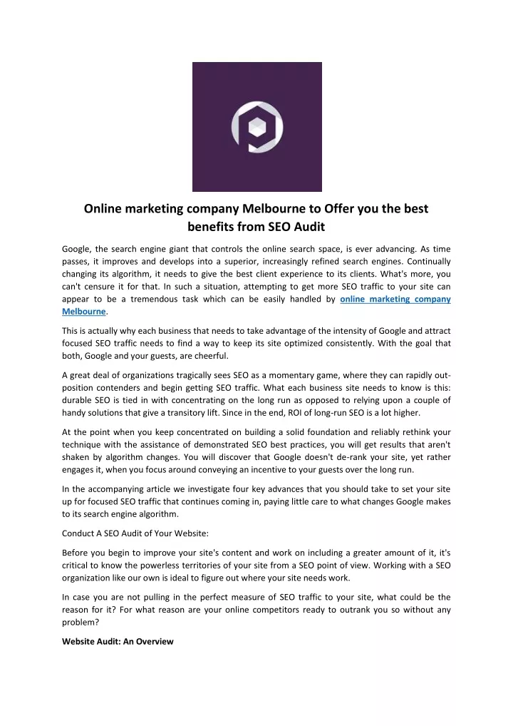 online marketing company melbourne to offer