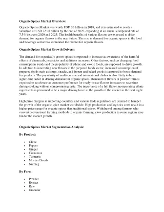 organic spices market overview