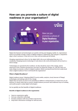 How can you promote a culture of digital readiness in your organisation