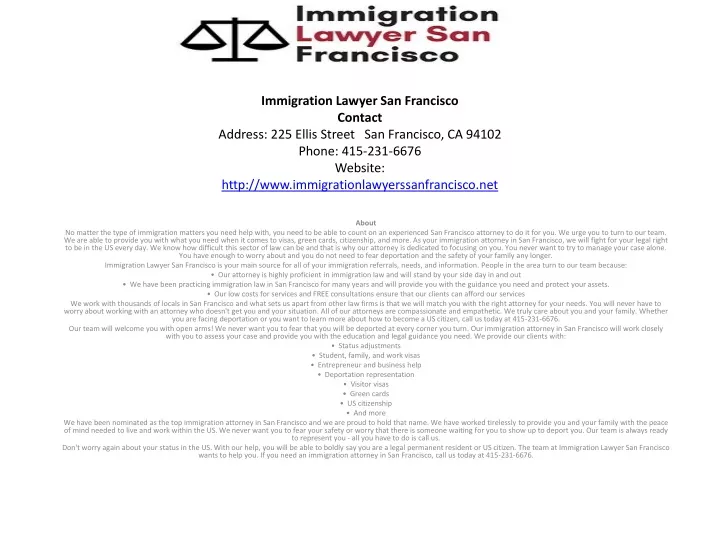 immigration lawyer san francisco contact address