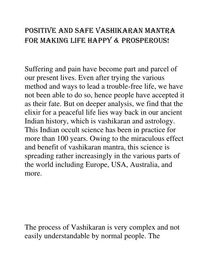positive and safe vashikaran mantra for making
