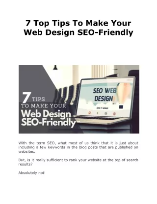 7 top tips to make your web design seo friendly