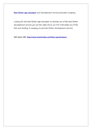 best flutter app developer and development