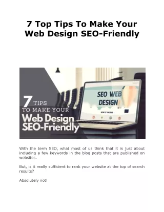 7 top tips to make your web design seo friendly