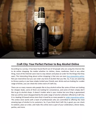 Craft City: Your Perfect Partner to Buy Alcohol Online