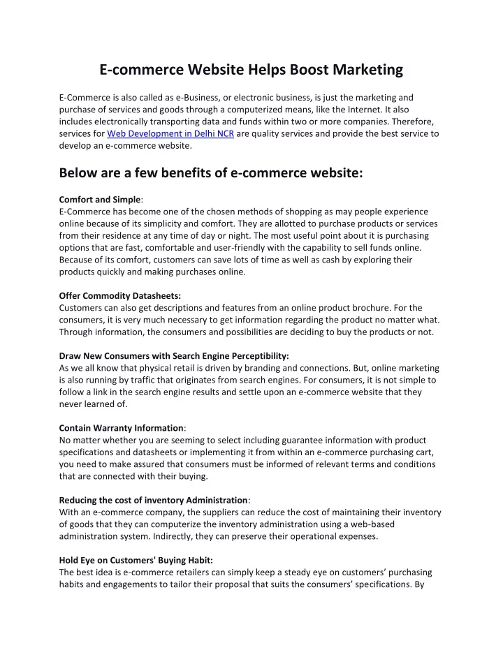 e commerce website helps boost marketing