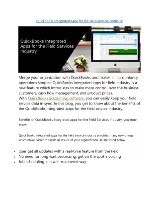 quickbooks integrated apps for the field services
