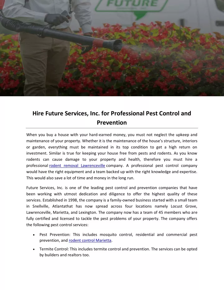 hire future services inc for professional pest