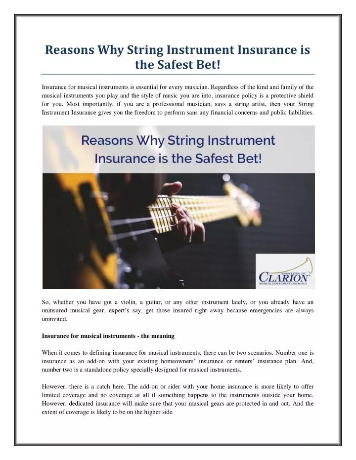 reasons why string instrument insurance