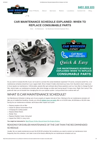 Car Maintenance Schedule Explained When To Replace Car Parts