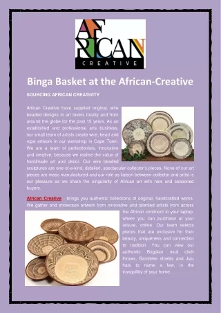 Binga Basket at the African-Creative