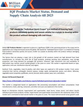iqf products market status demand and supply
