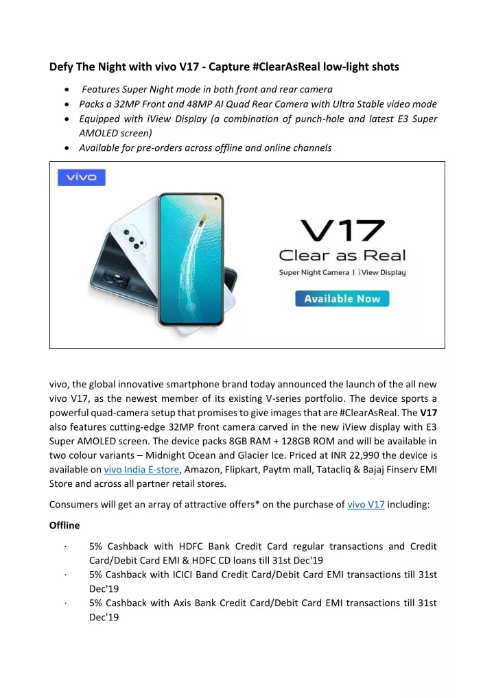 defy the night with vivo v17 capture clearasreal