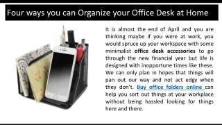 Four ways you can Organize your Office Desk at Home