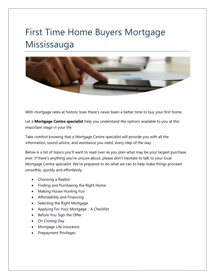 first time home buyers mortgage mississauga