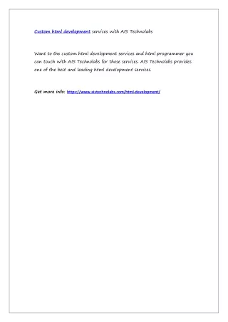 custom html development services with