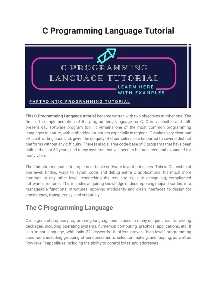 c programming language tutorial
