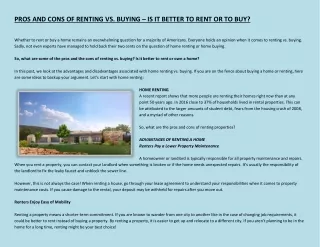 pros and cons of renting vs buying is it better