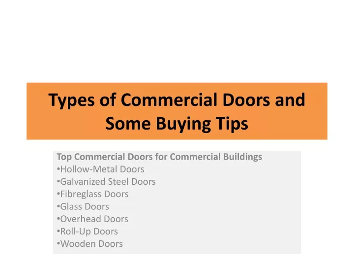types of commercial doors and some buying tips