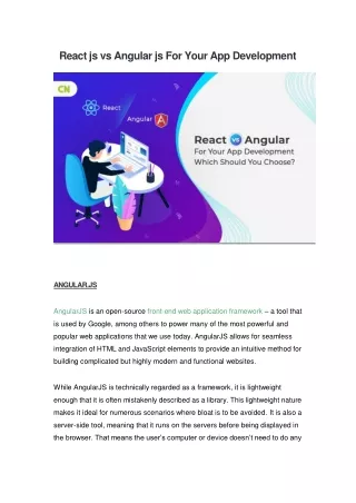 react js vs angular js for your app development