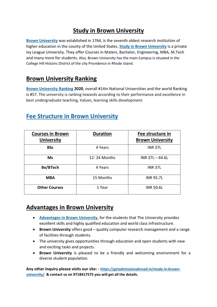 study in brown university