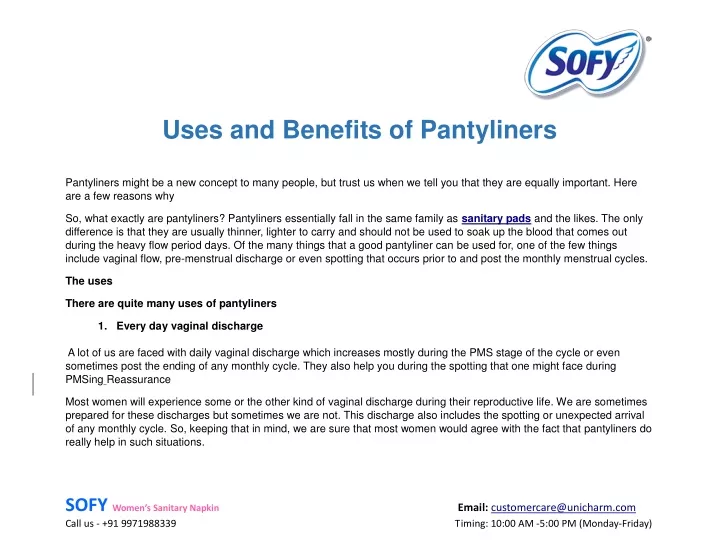 uses and benefits of pantyliners