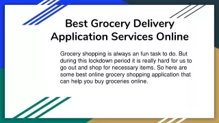 Best Grocery Delivery Application Services Online