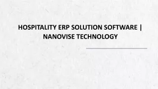 Hospitality ERP solution software | Nanovise Technology