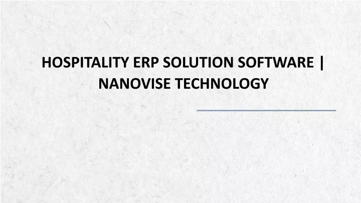 hospitality erp solution software nanovise technology