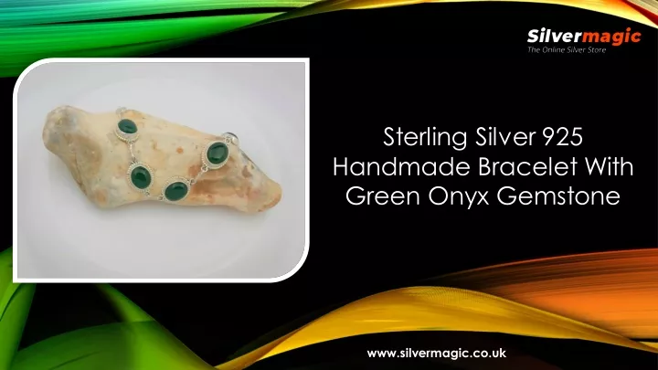 sterling silver 925 handmade bracelet with green