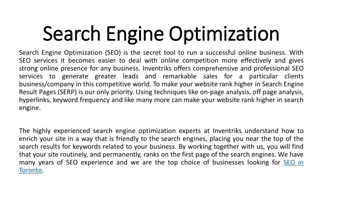 search engine optimization search engine