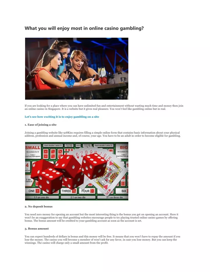 what you will enjoy most in online casino gambling