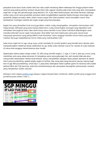 Mainkan Lotere Online Dari Irlandia Togel Hari Ini Sgp