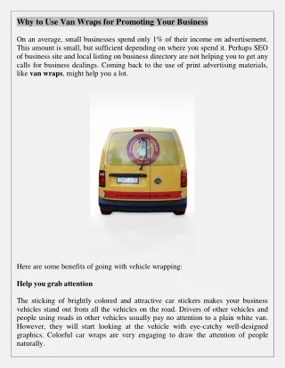 why to use van wraps for promoting your business