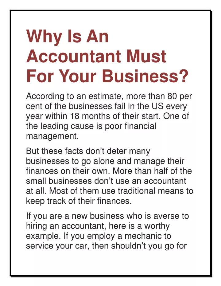 why is an accountant must for your business