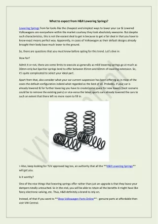 what to expect from h r lowering springs